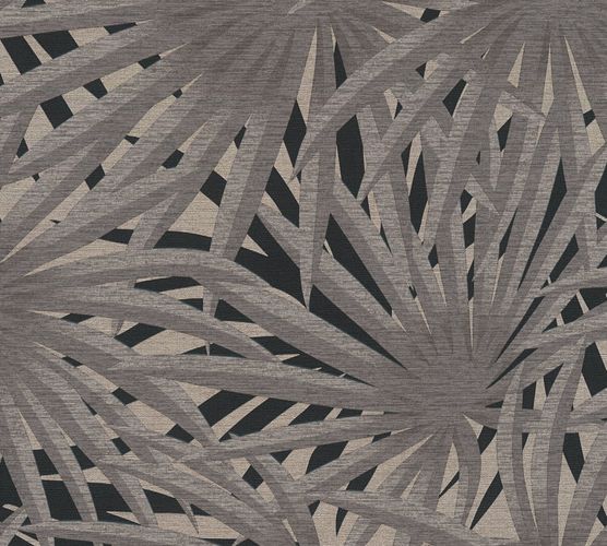 Non-Woven Wallpaper Palm grey black Glitter 37861-2