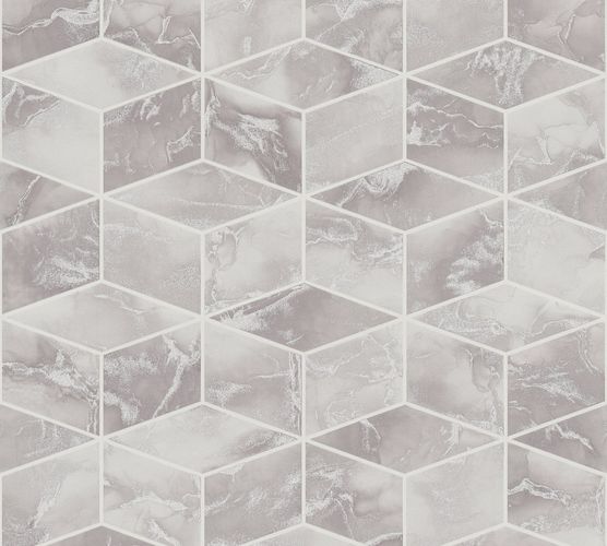 Non-Woven Wallpaper Cubes 3D grey Metallic 37863-1