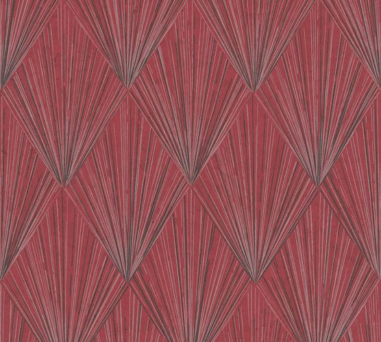 Non-Woven Wallpaper Fan Graphic red metallic 37864-2