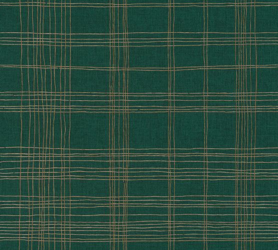 Non-Woven Wallpaper Check dark green Metallic 37919-3