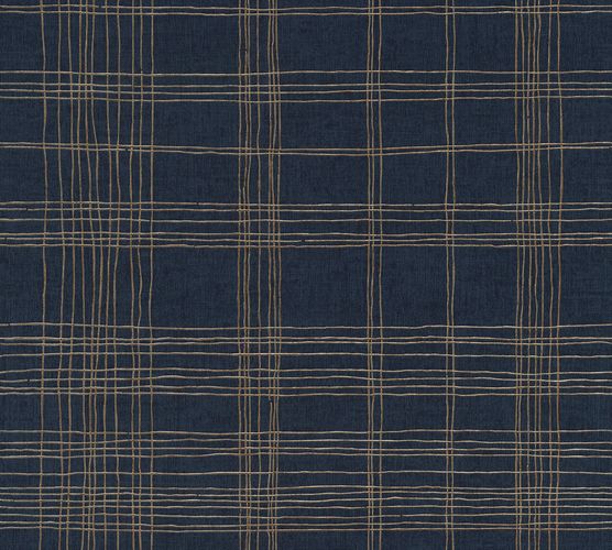 Non-Woven Wallpaper Check dark blue Metallic 37919-4