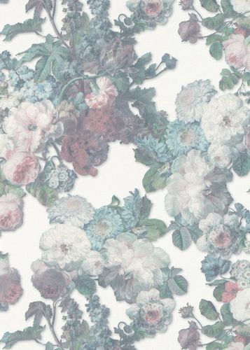 Non-Woven Wallpaper Elle Roses white Glitter 10153-01