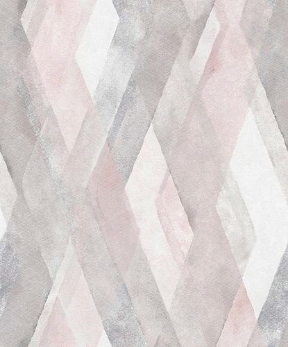 Non-Woven Wallpaper Diamond Graphic pink grey 32449