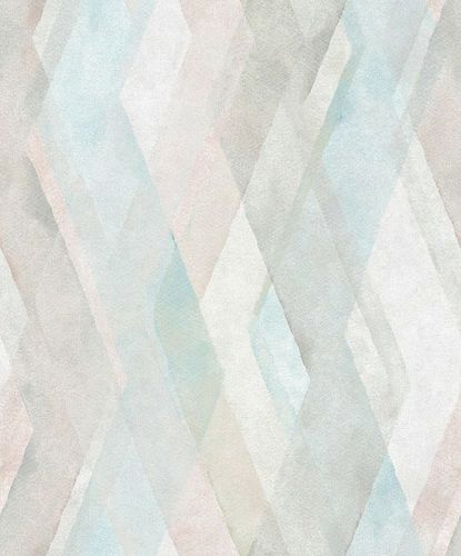 Non-Woven Wallpaper Diamond Graphic blue pink 32451