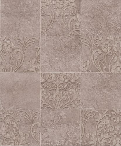 Non-Woven Wallpaper Tiles Ornament red-brown 82257