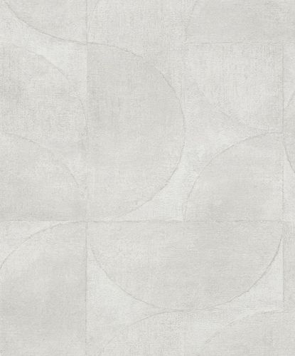 Non-Woven Wallpaper Semicircle Metallic white-grey 32824