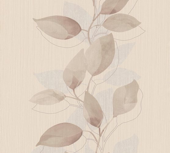 Non-Woven Wallpaper Leaves brown beige Gloss 37815-2