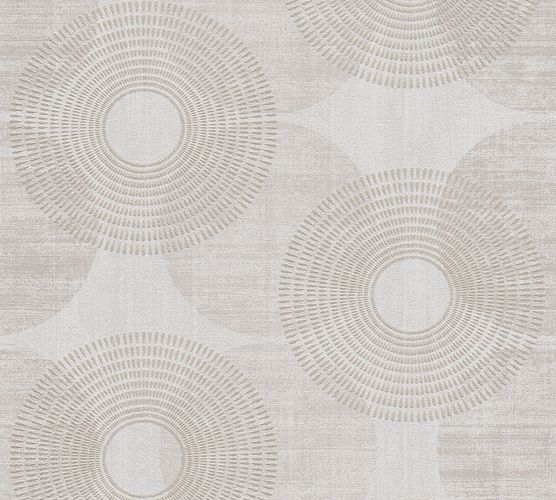 Non-Woven Wallpaper Circles greige Glitter 37832-3