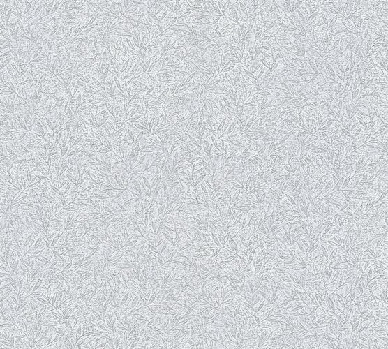 Non-Woven Wallpaper Leaves silver grey metallic 37837-1