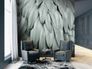 Photo Wallpaper Non-Woven Feathers Nature green grey 1