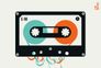 Photo Wallpaper Non-Woven Mixtape Retro blue orange 2