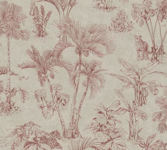 Non-Woven Wallpaper Jungle Palms Leopard taupe 38021-3