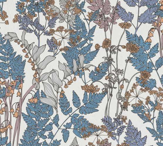 Non-Woven Wallpaper Floral Leaves cream blue 37751-7