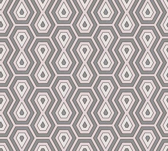 Non-Woven Wallpaper Graphic Retro grey pink 37707-7