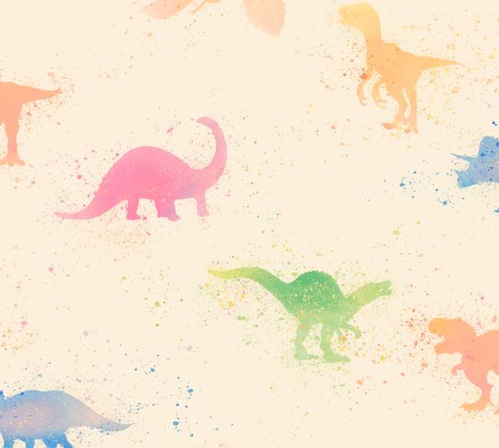 Wallpaper Kids Dinosaur colourful yellow 38146-1