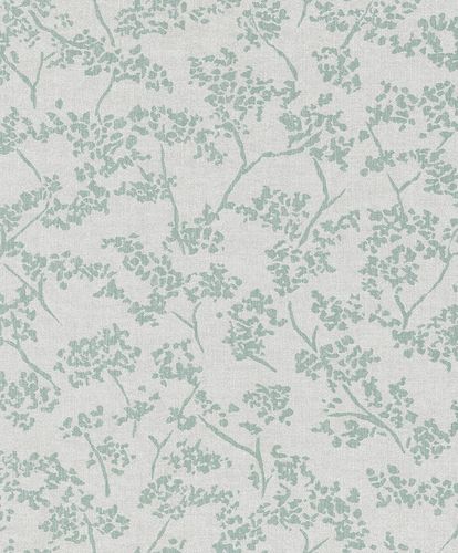 Non-Woven Wallpaper Leaves green grey metallic 32701