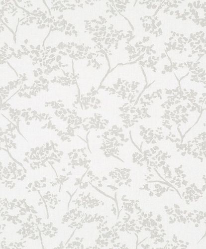 Non-Woven Wallpaper Leaves silver white metallic 32703