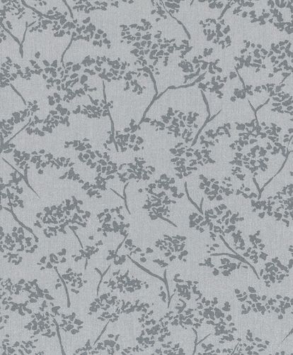 Non-Woven Wallpaper Leaves silver grey metallic 32705