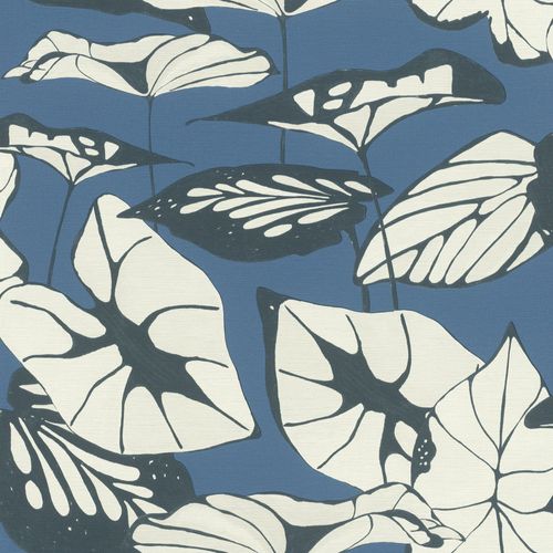 Photo Non-Woven Wallpaper Rasch Floral Leaves dark blue 539653