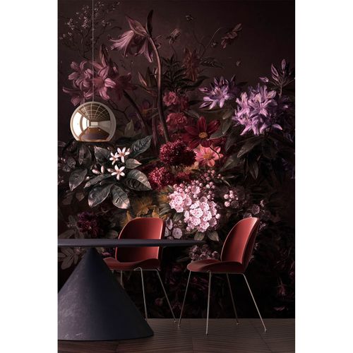 Picture Photo Wallpaper Non-Woven Flowers Floral black pink