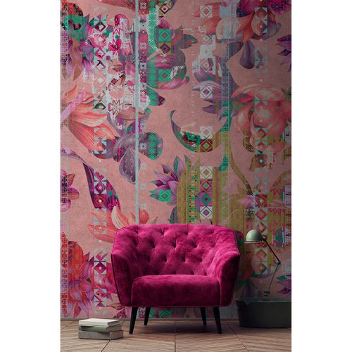 Picture Photo Wallpaper Non-Woven Floral Graphic pink red