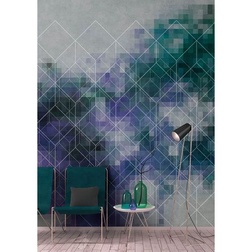 Picture Photo Wallpaper Non-Woven Graphic Pixel 3D green grey