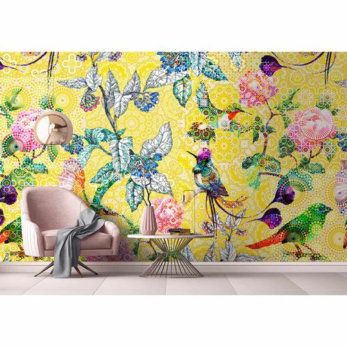 Picture Photo Wallpaper Non-Woven Exotic Birds yellow colourful