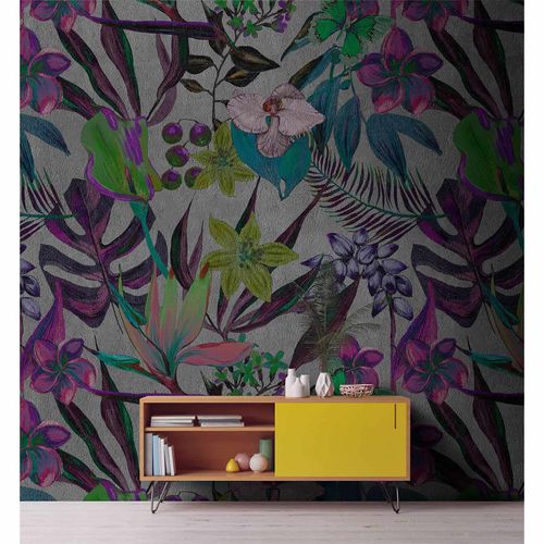 Image Photo Wallpaper Non-Woven Exotic Plants grey purple