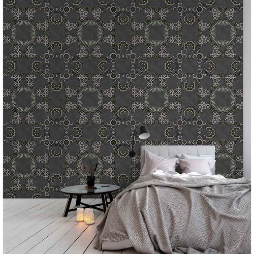 Image Photo Wallpaper Non-Woven Retro Graphic 3D black white