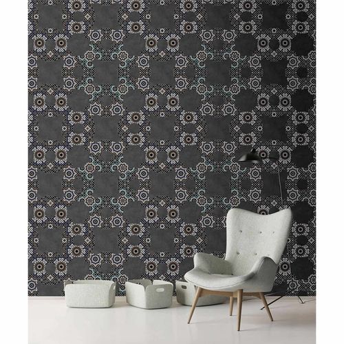 Image Photo Wallpaper Non-Woven Retro Graphic 3D black white