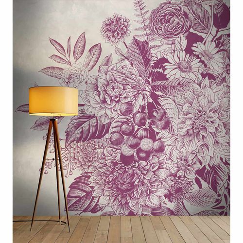 Image Photo Wallpaper Non-Woven Plants Flowers violet grey