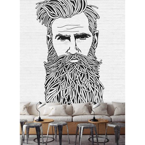 Image Photo Wallpaper Non-Woven Hipster Man Stone Wall white