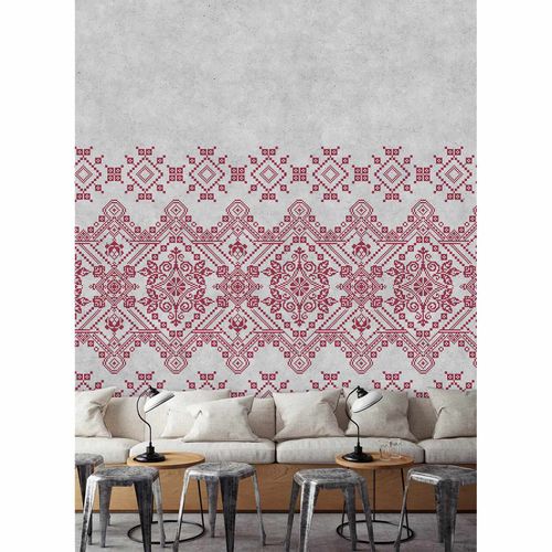 Picture Photo Wallpaper Non-Woven Nordic Graphic red grey