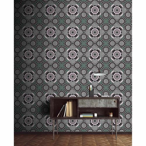 Picture Photo Wallpaper Non-Woven Graphic Circles 3D green grey