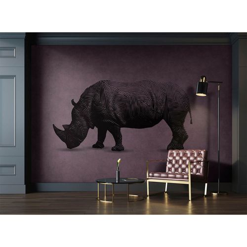 Picture Photo Wallpaper Non-Woven Rhino Graphic violet