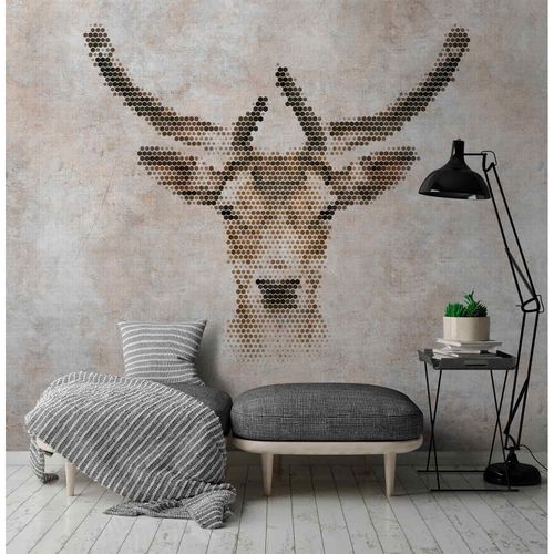 Picture Photo Wallpaper Non-Woven Deer Combs grey brown