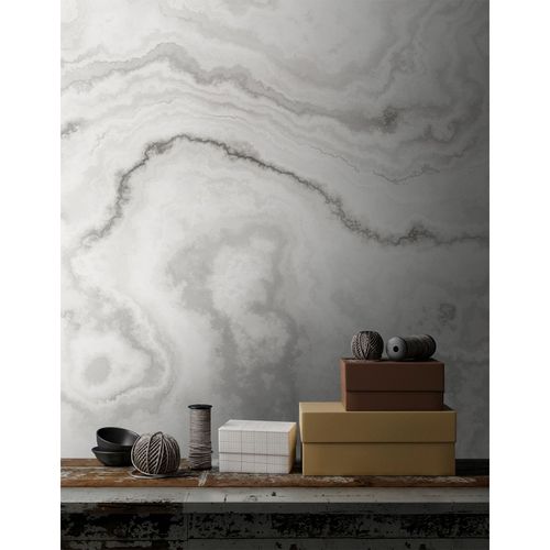 Picture Photo Wallpaper Non-Woven Mable Watercolour grey white