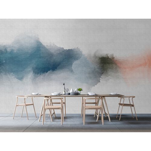 Picture Photo Wallpaper Non-Woven Watercolour grey blue