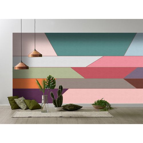 Picture Photo Wallpaper Non-Woven Geometry Retro pink grey