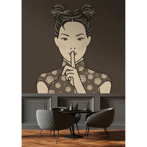 Image Photo Wallpaper Non-Woven Pop Art Japan beige black