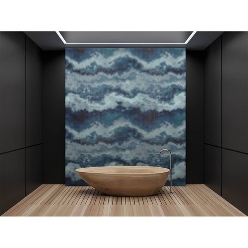 Photo Wallpaper Non-Woven Mosaic Waves blue turquoise