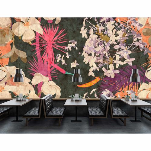 Picture Photo Wallpaper Non-Woven Plants Vintage pink black