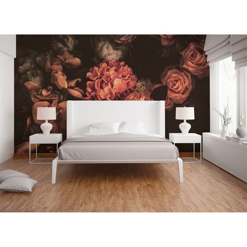 Photo Wallpaper Flowers Roses Floral pink black