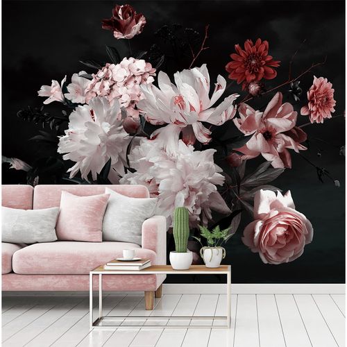 Photo Wallpaper Flowers Blossoms Floral white red black