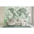 Room Image Photo Wallpaper World Map Retro green grey Designwalls 1