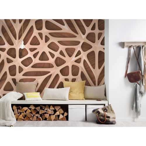 Photo Wallpaper 3D Design Wood beige brown Designwalls