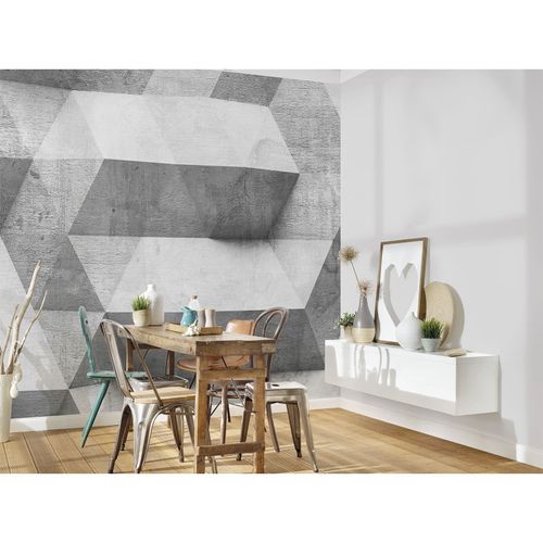 Photo Wallpaper 3D Stones Concrete Triangles grey