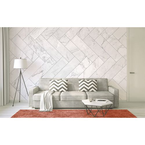 Photo Wallpaper Tiles Marble Look grey white Designwalls