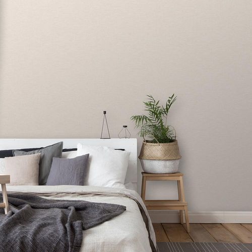 Image Non-Woven Wallpaper Plain Textile brown-beige 10215-02