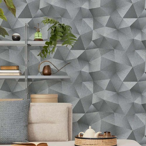 Wallpaper Guido Kretschmer Triangles 3D grey 10216-10